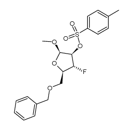 methyl 5-O-benzyl-2-O-tosyl-3-fluoro-3-deoxy-β-D-arabino-furanoside结构式