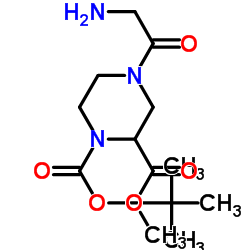 2-Methyl 1-(2-methyl-2-propanyl) 4-glycyl-1,2-piperazinedicarboxylate结构式