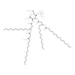 2-Deoxy-2-[(R)-3-[(R)-3-hydroxytetradecanoyloxy]tetradecanoylamino]-3-O-[(R)-3-(tetradecanoyloxy)tetradecanoyl]-α-D-glucopyranose 4-phosphoric acid结构式