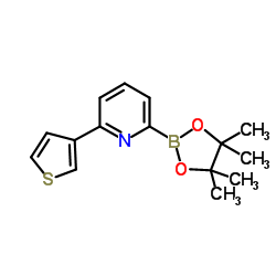 2-(4,4,5,5-Tetramethyl-1,3,2-dioxaborolan-2-yl)-6-(3-thienyl)pyridine结构式