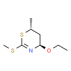 4H-1,3-Thiazine,4-ethoxy-5,6-dihydro-6-methyl-2-(methylthio)-,(4R,6R)-rel-(9CI) Structure