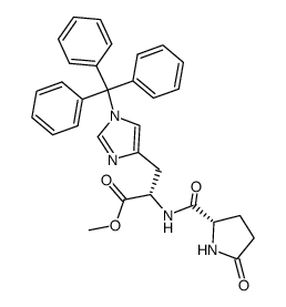 L-pyroglutamyl-L-histidine (Nim-trityl) methyl ester结构式