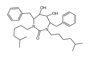 (4R,5S,6S,7R)-4,7-dibenzyl-5,6-dihydroxy-1,3-bis(5-methylhexyl)-1,3-diazepan-2-one结构式