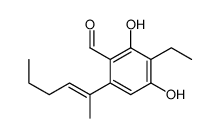 3-ethyl-6-[(E)-hex-2-en-2-yl]-2,4-dihydroxybenzaldehyde Structure