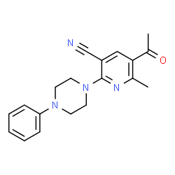 5-ACETYL-6-METHYL-2-(4-PHENYLPIPERAZINO)NICOTINONITRILE Structure
