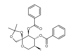 3,4-di-O-benzoyl-5-deoxy-5-iodo-1,2-O-isopropylidene-β-L-sorbopyranose结构式