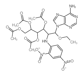 Glucitol,1-(6-amino-9H-purin-9-yl)-2-deoxy-2-(2,4-dinitroanilino)-1-O-ethyl-,3,4,5,6-tetraacetate, D- (8CI) picture
