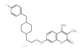 2H-1-Benzopyran-2-one,7-[3-[4-[(4-chlorophenyl)methyl]-1-piperazinyl]propoxy]-3,4-dimethyl-,hydrochloride (1:2) picture