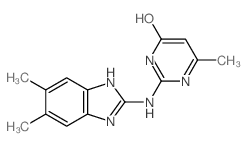 2-(5,6-二甲基-2-苯并咪唑氨基)-6-甲基-4-羟基嘧啶结构式