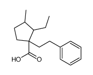 2-ethyl-3-methyl-1-(2-phenylethyl)cyclopentane-1-carboxylic acid Structure