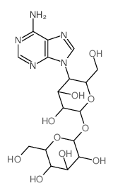 2-[5-(6-aminopurin-9-yl)-3,4-dihydroxy-6-(hydroxymethyl)oxan-2-yl]oxy-6-(hydroxymethyl)oxane-3,4,5-triol structure
