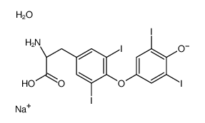 sodium,(2R)-2-amino-3-[4-(4-hydroxy-3,5-diiodophenoxy)-3,5-diiodophenyl]propanoate,hydrate Structure