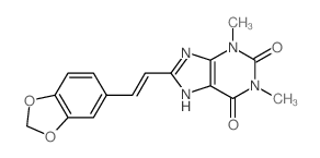 1H-Purine-2, 6-dione, 8-[2- (1,3-benzodioxol-5-yl)ethenyl]-3,7-dihydro-1, 3-dimethyl- Structure