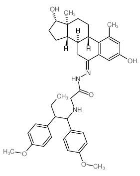 Glycine,N-[1,2-bis(4-methoxyphenyl)butyl]-, [(17b)-3,17-dihydroxy-1-methylestra-1,3,5(10)-trien-6-ylidene]hydrazide(9CI) Structure