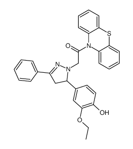 2-[3-(3-ethoxy-4-hydroxyphenyl)-5-phenyl-3,4-dihydropyrazol-2-yl]-1-phenothiazin-10-ylethanone结构式