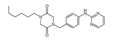 1-hexyl-4-[[4-(pyrimidin-2-ylamino)phenyl]methyl]piperazine-2,5-dione结构式