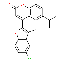 4-(5-chloro-3-methyl-1-benzofuran-2-yl)-6-(propan-2-yl)-2H-chromen-2-one structure