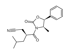 5-methyl-3S-(4R-methyl-2-oxo-5S-phenyloxazolidine-3-carbonyl)hexanenitrile Structure