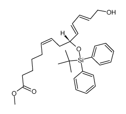 methyl (R,6Z,10E,12E)-9-((tert-butyldiphenylsilyl)oxy)-14-hydroxytetradeca-6,10,12-trienoate结构式