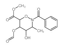 2H-1,2-Oxazine-6-carboxylicacid, 2-benzoyl-5-(formyloxy)tetrahydro-4-hydroxy-3-methyl-, methyl ester Structure