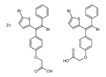 bis[[4-[2-bromo-1-(5-bromo-2-thienyl)-2-phenylvinyl]phenoxy]acetato-O1,O2]zinc Structure