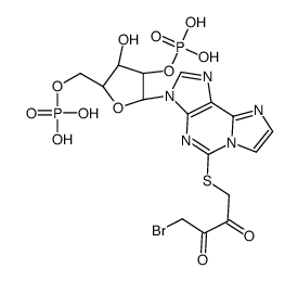 [(2R,3R,4R,5R)-2-[5-(4-bromo-2,3-dioxobutyl)sulfanylimidazo[2,1-f]purin-3-yl]-4-hydroxy-5-(phosphonooxymethyl)oxolan-3-yl] dihydrogen phosphate结构式