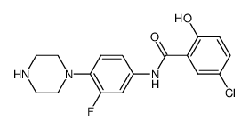 5-chloro-N-[3-fluoro-4-(piperazin-1-yl)phenyl]-2-hydroxybenzamide结构式