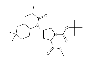 1-BOC 2-methyl (2S,4S)-4-[(4,4-dimethylcyclohexyl)(isobutyryl)amino]pyrrolidine-2-carboxylate结构式