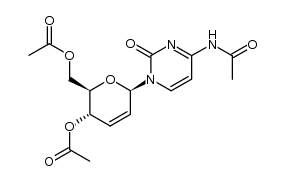 1-(4,6-di-O-acetyl-2,3-dideoxy-β-D-erythro-hex-2-enopyranosyl)-N4-acetylcytosine结构式