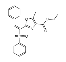 (E)-ethyl 5-methyl-2-(2-phenyl-1-(phenylsulfonyl)vinyl)oxazole-4-carboxylate结构式