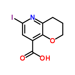 6-Iodo-3,4-dihydro-2H-pyrano[3,2-b]pyridine-8-carboxylic acid结构式