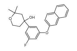 4-[5-fluoro-3-(naphth-2-yloxy)phenyl]-4-hydroxy-2,2-dimethyltetrahydropyran结构式