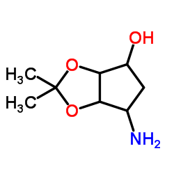 6-Amino-2,2-dimethyltetrahydro-3aH-cyclopenta[d][1,3]dioxol-4-ol结构式