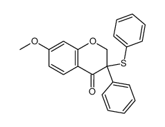 7-methoxy-3-phenyl-3-phenylthio-2,3-dihydro-(4H)-benzopyran-4-one结构式