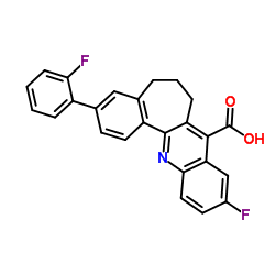 10-Fluoro-3-(2-fluorophenyl)-6,7-dihydro-5H-benzo[6,7]cyclohepta[1,2-b]quinoline-8-carboxylic acid结构式