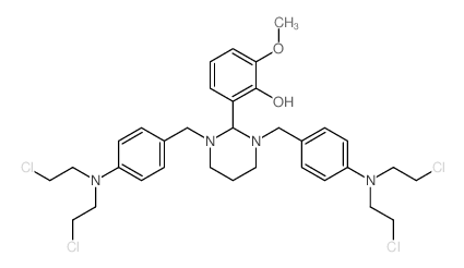Phenol,2-[1,3-bis[[4-[bis(2-chloroethyl)amino]phenyl]methyl]hexahydro-2-pyrimidinyl]-6-methoxy- Structure