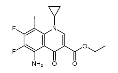 ethyl 5-amino-1-cyclopropyl-6,7-difluoro-1,4-dihydro-8-methyl-4-oxoquinoline-3-carboxylate结构式