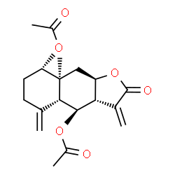(3aS)-4β,8α-Bis(acetyloxy)-3aβ,4,4aβ,5,6,7,8,8a,9,9aα-decahydro-8aα-methyl-3,5-bis(methylene)naphtho[2,3-b]furan-2(3H)-one结构式