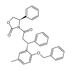 (R)-3-((R)-3-(2-(benzyloxy)-5-methylphenyl)-3-phenylpropanoyl)-4-phenyloxazolidin-2-one Structure