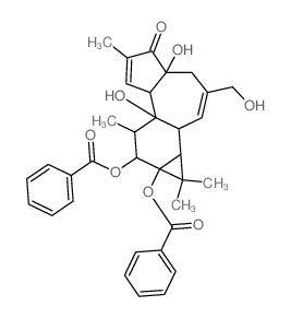 5H-Cyclopropa[3,4]benz[1,2-e]azulen-5-one,9,9a-bis(benzoyloxy)-1,1a,1b,4,4a,7a,7b,8,9,9a-decahydro-4a,7b-dihydroxy-3-(hydroxymethyl)-1,1,6,8-tetramethyl-,(1aR,1bS,4aR,7aS,7bS,8R,9R,9aS)- picture