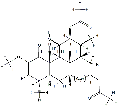 12β,16-Bis(acetyloxy)-11α-hydroxy-2-methoxypicras-2-en-1-one结构式