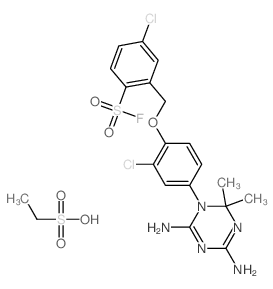 4-chloro-2-[[2-chloro-4-(4,6-diamino-2,2-dimethyl-1,3,5-triazin-1-yl)phenoxy]methyl]benzenesulfonyl fluoride; ethanesulfonic acid结构式