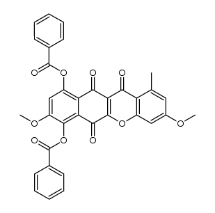 7,10-bis-benzoyloxy-3,8-dimethoxy-1-methyl-benzo[b]xanthene-6,11,12-trione结构式