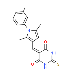 5-{[1-(3-iodophenyl)-2,5-dimethyl-1H-pyrrol-3-yl]methylidene}-2-thioxodihydropyrimidine-4,6(1H,5H)-dione Structure