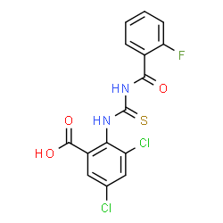 3,5-DICHLORO-2-[[[(4-FLUOROBENZOYL)AMINO]THIOXOMETHYL]AMINO]-BENZOIC ACID structure