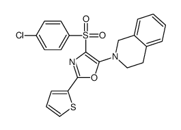 4-(4-chlorophenyl)sulfonyl-5-(3,4-dihydro-1H-isoquinolin-2-yl)-2-thiophen-2-yl-1,3-oxazole结构式