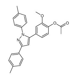 4-(1,3-di-p-tolyl-1H-pyrazol-5-yl)-2-methoxyphenyl acetate结构式