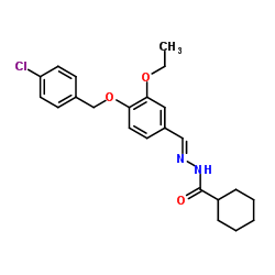 N'-[(E)-{4-[(4-Chlorobenzyl)oxy]-3-ethoxyphenyl}methylene]cyclohexanecarbohydrazide Structure