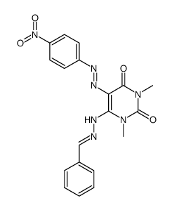 6-(2-benzylidenehydrazinyl)-1,3-dimethyl-5-((4-nitrophenyl)diazenyl)pyrimidine-2,4(1H,3H)-dione结构式