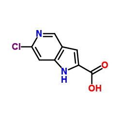 6-氯-1H-吡咯并[3,2-C]吡啶-2-甲酸结构式